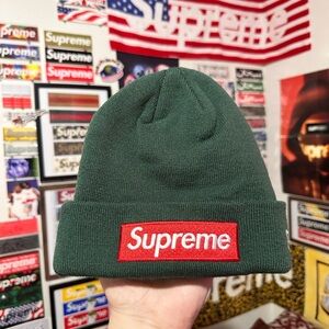 Supreme Box Logo Beanie Dark Pine FW22